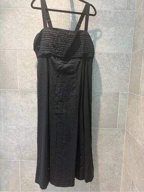 Abercrombie & Fitch Black Pleated-Bodice Emerson Midi Dress